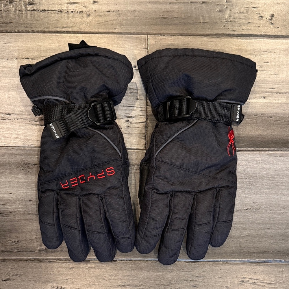 Spyder Black Gloves with Red Detailing